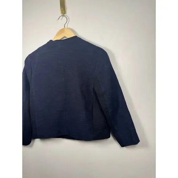 Phillip Lim Linen Blend Asymmetrical Tailored Blazer Jacket in Navy Size 4
